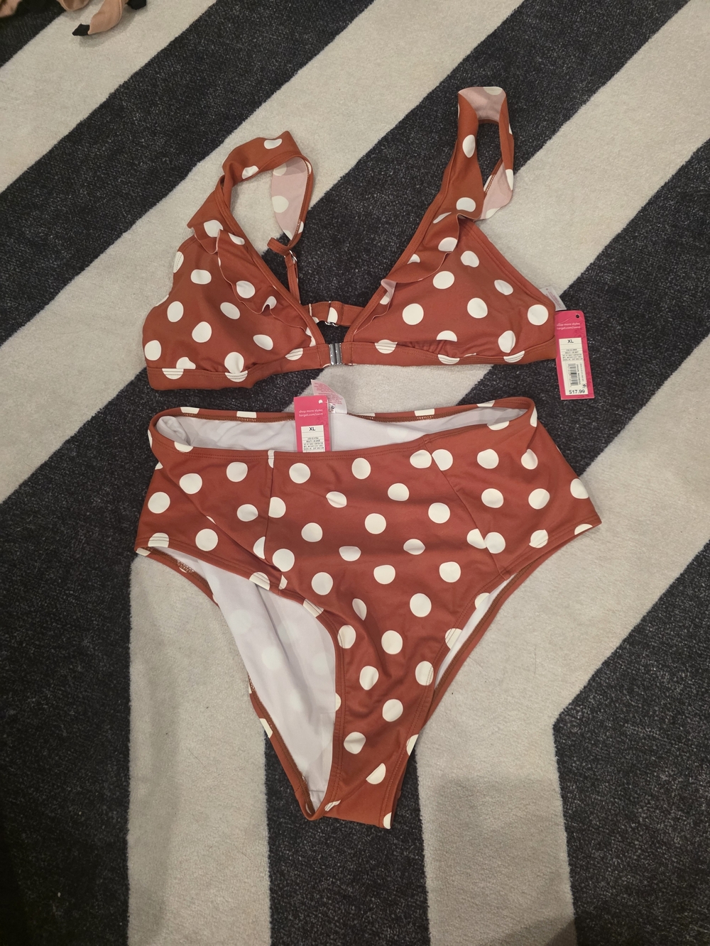 New With Tag Xhilaration (Target) Rust Polka Dot High-Waist Bikini Set